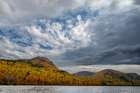 USA, Maine. Fall foliage and view of lake, Baxter State Park Art Print